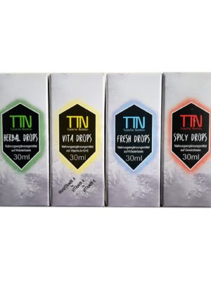 TTN Drops Collection Set - alle 4 Sorten, perfekt zum Probieren - je 1x Fresh Drops, Herbal Drops, Vita Drops, Spicy Drops â 30ml